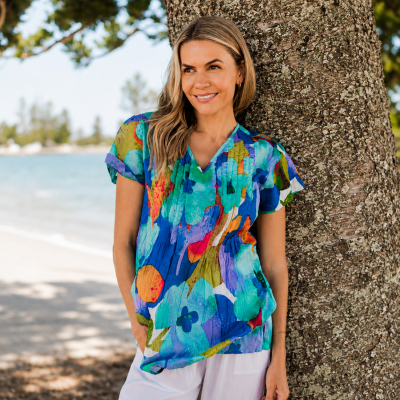 Kayla Large Floral 1 Cotton Blouse