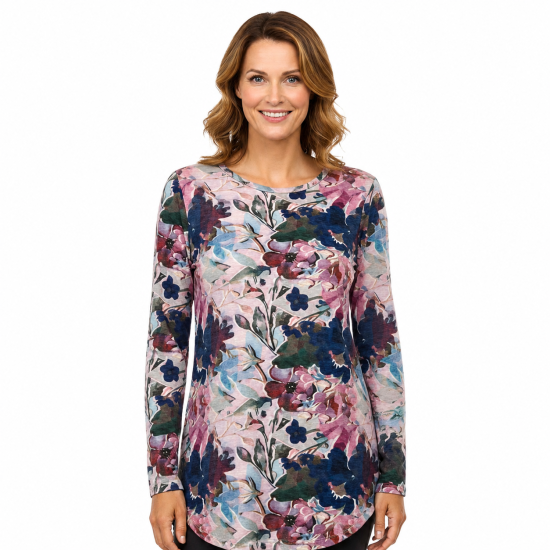 Teal Mirage Knit Long Sleeve Top