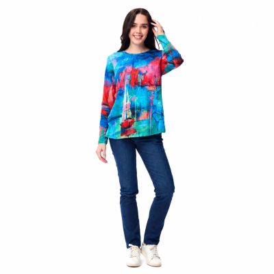 Sail Boat Contemporary Crew Tee Shirt