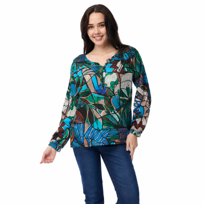 Alexandria Shirred Yoke Print Top