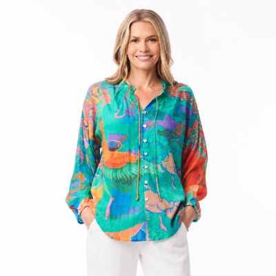 Digital Button Through Oriental Top