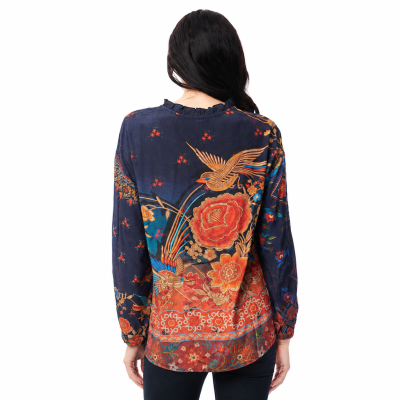 Digital Button Through Embroidery Top