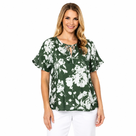 Sweet Basil Linen Printed Top