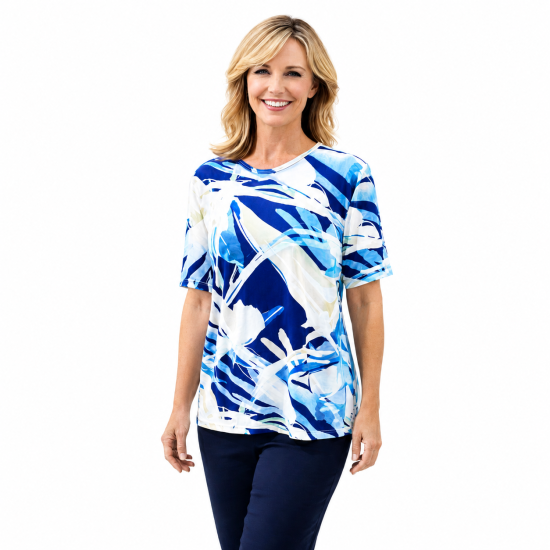 Blue Abstract Print Top