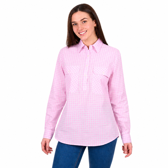 Clara Women's Half Placket Long Sleeve Shirt