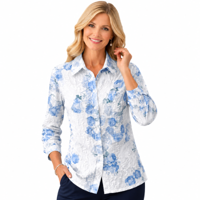 Blue Roses Long Sleeve Shirt
