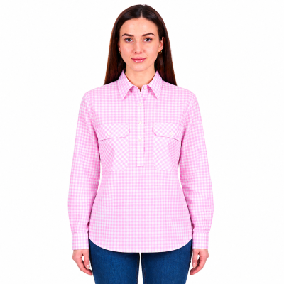 Clara Women's Half Placket Long Sleeve Shirt